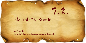 Török Kende névjegykártya